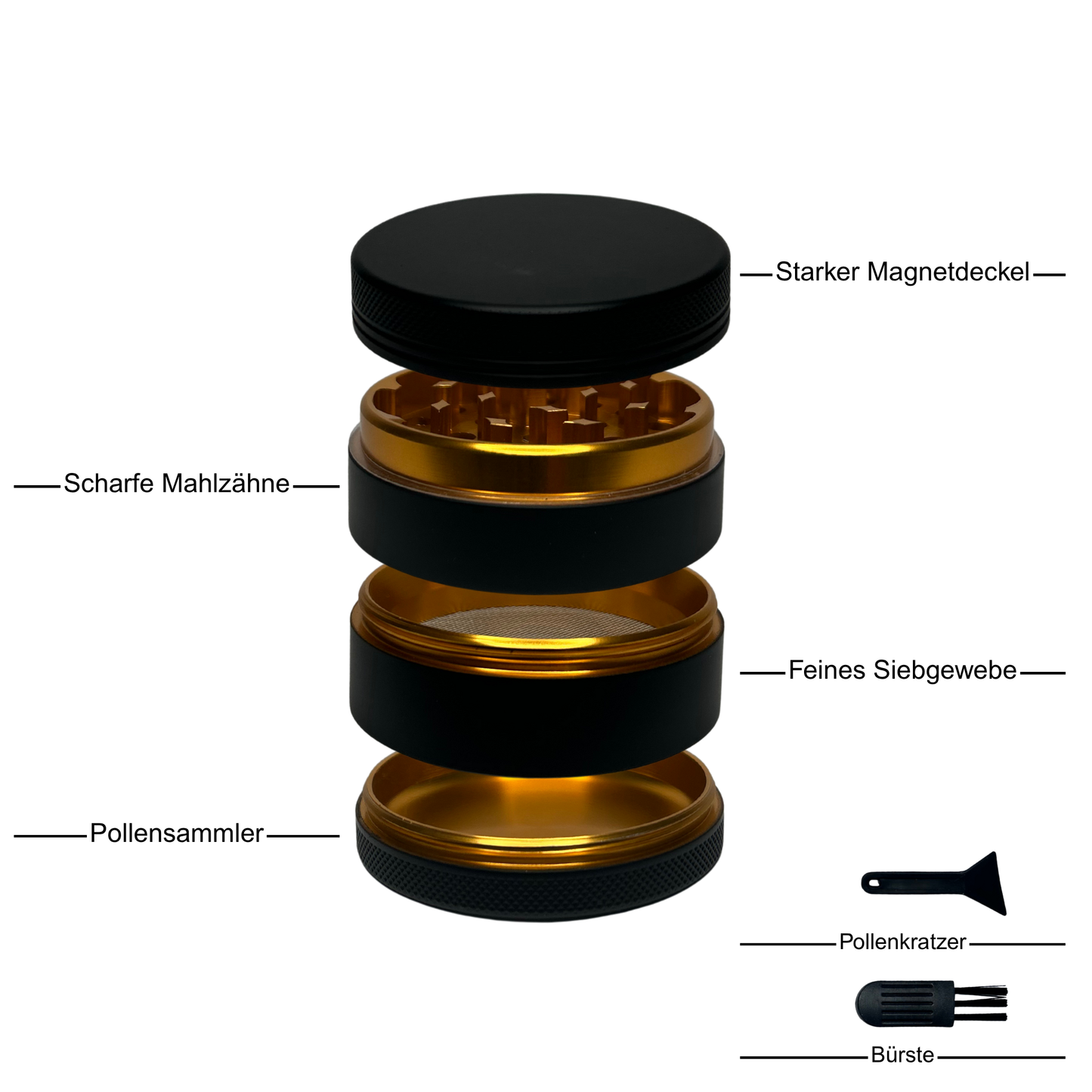 PMW Gummibeschichteter Grinder – 4-teilig | Ø63 mm